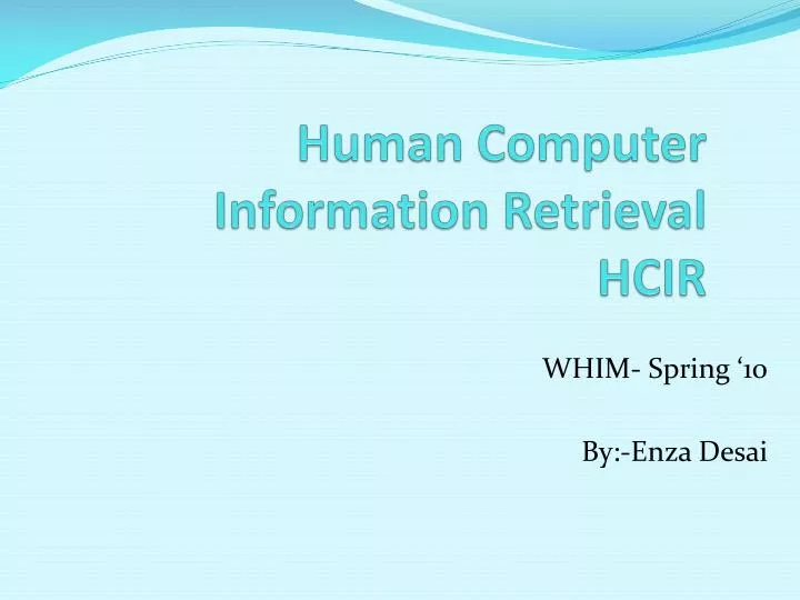 human computer information retrieval hcir