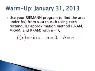 Warm-Up: January 31, 2013