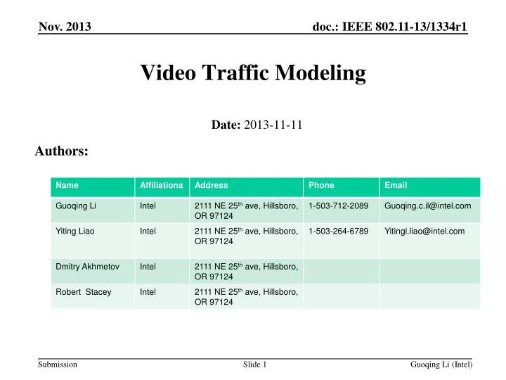 video traffic modeling
