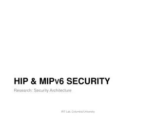 HIP &amp; MIP v 6 Security