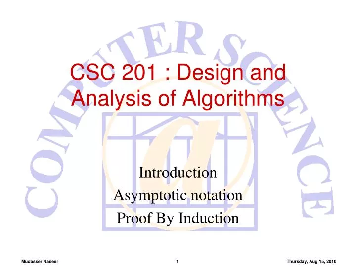 csc 201 design and analysis of algorithms