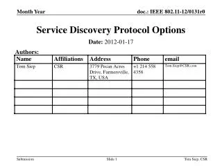 Service Discovery Protocol Options