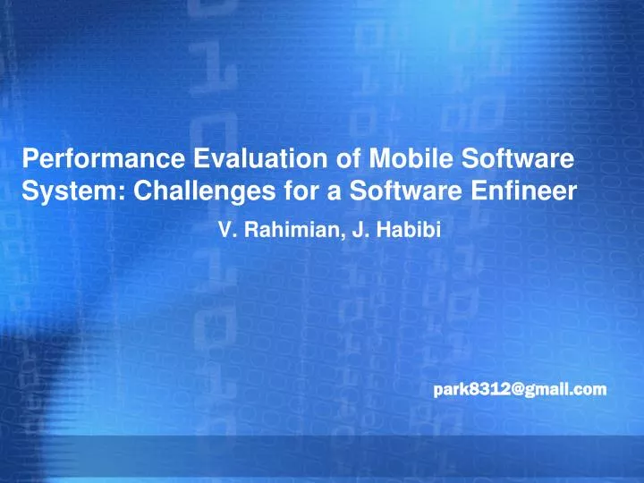 performance evaluation of mobile software system challenges for a software enfineer