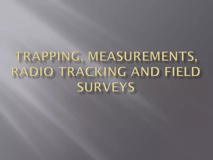 trapping measurements radio tracking and field surveys