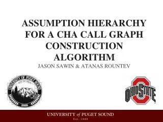 Assumption Hierarchy for a CHA Call Graph Construction Algorithm Jason Sawin &amp; Atanas Rountev