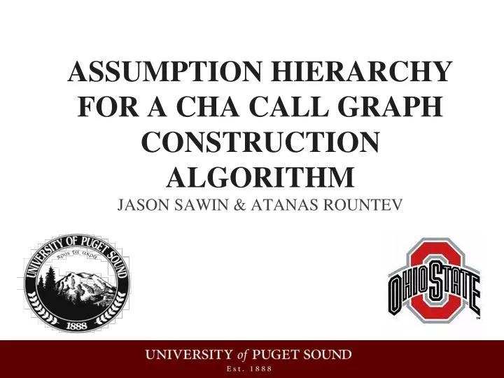 assumption hierarchy for a cha call graph construction algorithm jason sawin atanas rountev