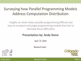 Surveying how Parallel Programming Models Address Computation Distribution