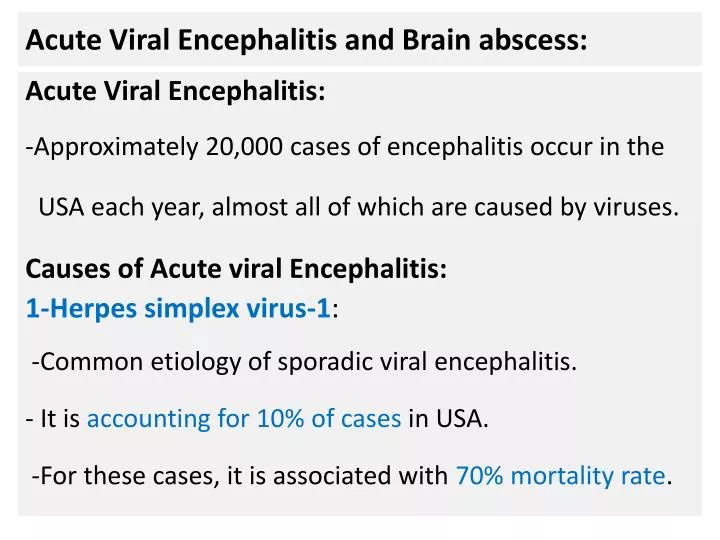acute viral encephalitis and brain abscess