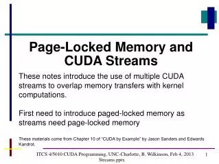 ITCS 4/5010 CUDA Programming, UNC-Charlotte, B. Wilkinson, Feb 4, 2013 Streamsx