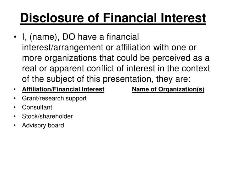 disclosure of financial interest