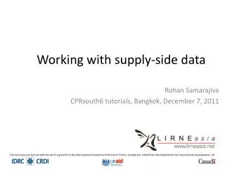 Working with supply-side data