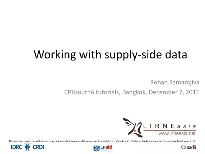 working with supply side data