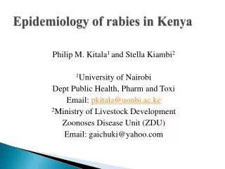 Epidemiology of rabies in Kenya