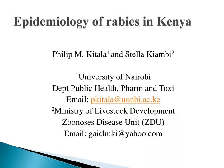 epidemiology of rabies in kenya