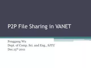 P2P File Sharing in VANET