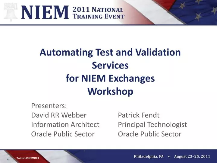 automating test and validation services for niem exchanges workshop