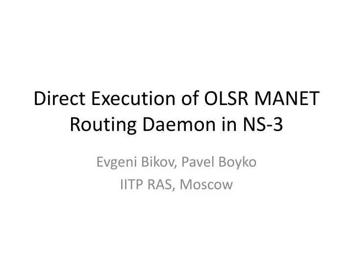 direct execution of olsr manet routing daemon in ns 3