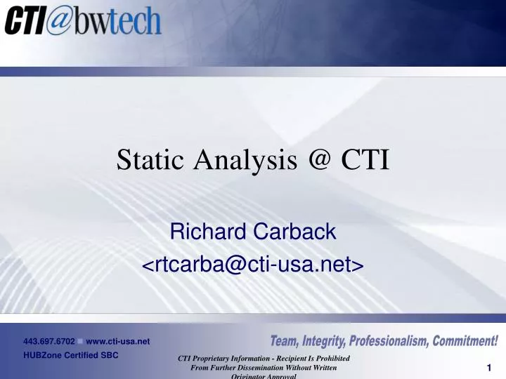 static analysis @ cti