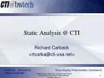 Static Analysis @ CTI