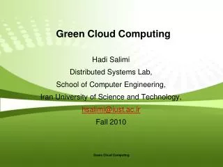 Green Cloud Computing