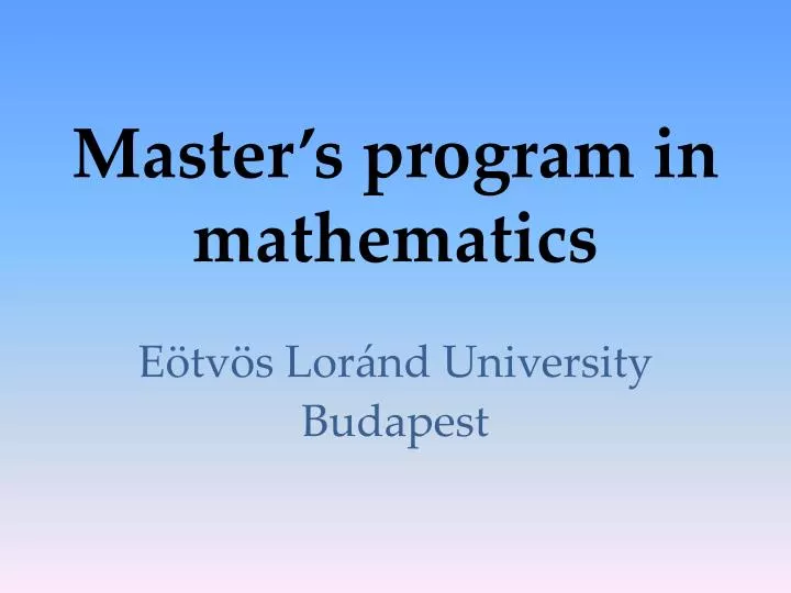master s program in mathematics