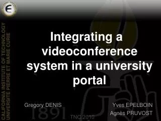 Integrating a videoconference system in a university portal