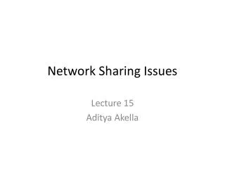 Network Sharing Issues