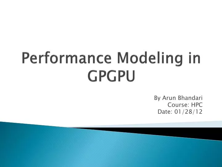 performance modeling in gpgpu