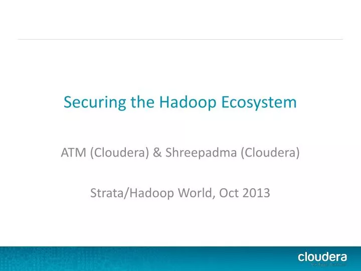 securing the hadoop ecosystem