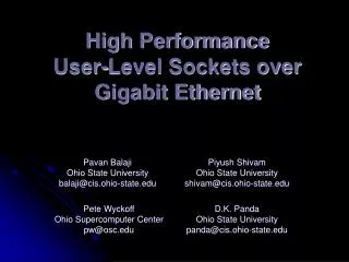 High Performance User-Level Sockets over Gigabit Ethernet