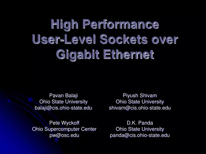high performance user level sockets over gigabit ethernet