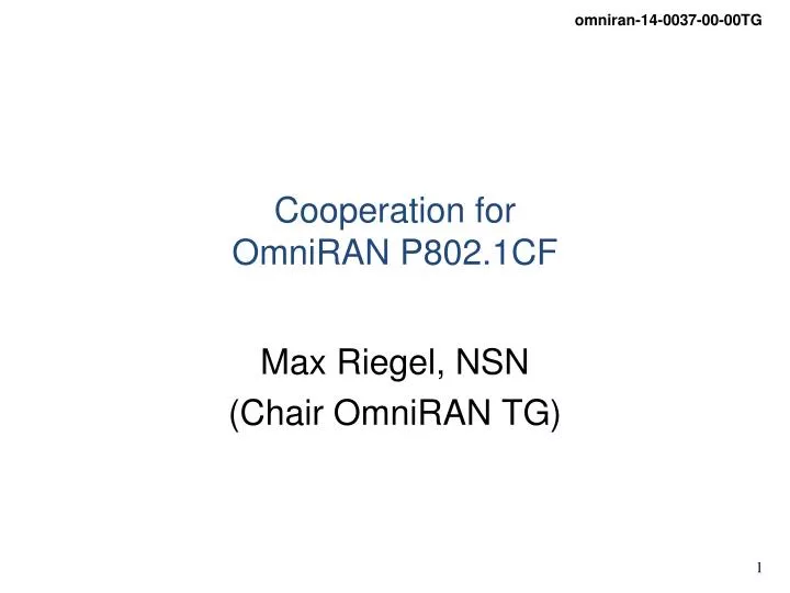 cooperation for omniran p802 1cf