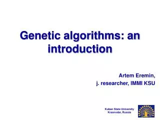 Genetic algorithms: an introduction