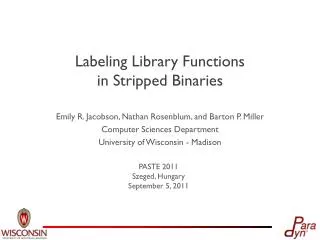 Labeling Library Functions in Stripped Binaries