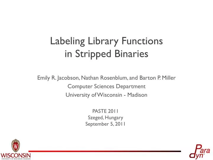 labeling library functions in stripped binaries