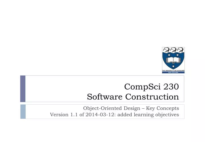 object oriented design key concepts version 1 1 of 2014 03 12 added learning objectives