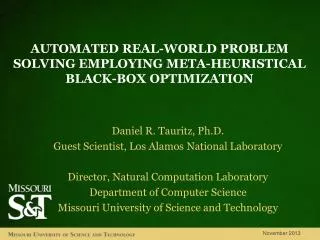 Automated real-world problem solving EMPLOYING meta- heuristical black-box optimization