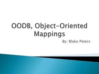 OODB, Object-Oriented Mappings