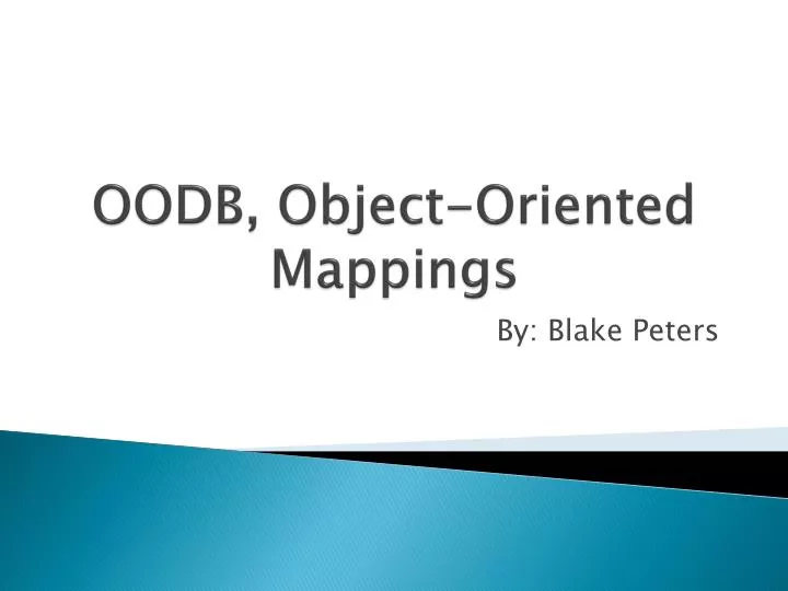 oodb object oriented mappings