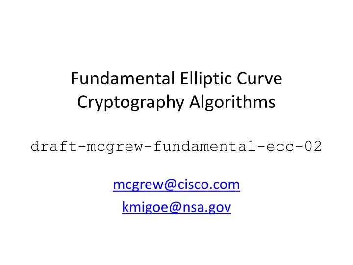 fundamental elliptic curve cryptography algorithms draft mcgrew fundamental ecc 02
