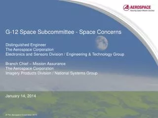 G-12 Space Subcommittee - Space Concerns