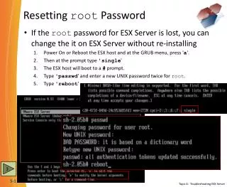 Resetting root Password