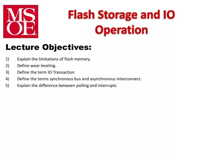 flash storage and io operation