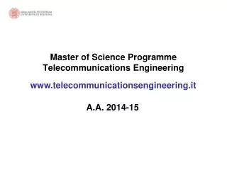 Master of Science Programme Telecommunications Engineering