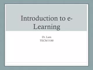 Introduction to e-Learning
