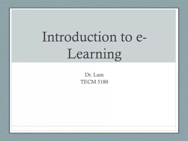 introduction to e learning