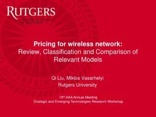 Pricing for wireless network: Review, Classification and Comparison of Relevant Models