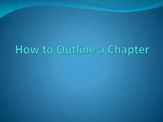 How to Outline a Chapter