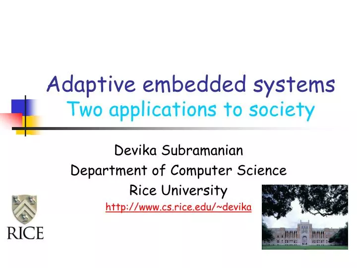 adaptive embedded systems two applications to society