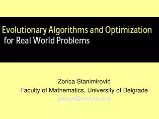 Zorica Stanimirovi ? Faculty of Mathematics, University of Belgrade zoricast @ matf.bg.ac.rs